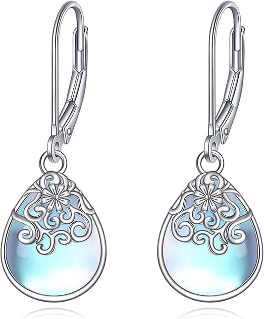 POPLYKE Celtic Filigree Teardrop Drop Dangle Earrings Sterling Silver Leverback Earrings Jewelry for Women