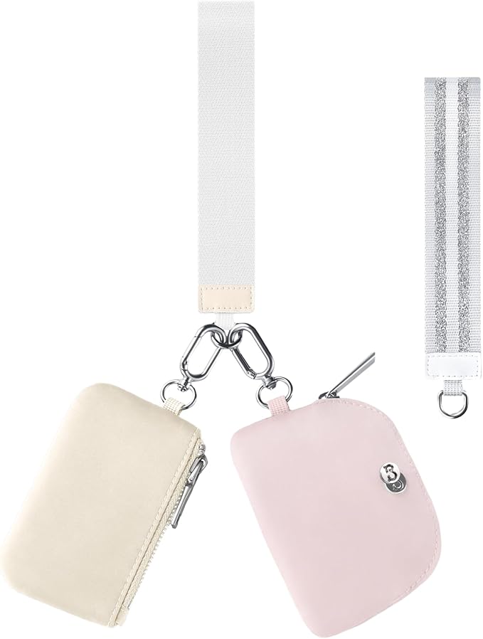 Babysun Mini Zip Around Dual Pouch Wristlet With 2 Straps Wristlet Keychain Wallet for Women Coin Purse Small Cute for Teen Girl