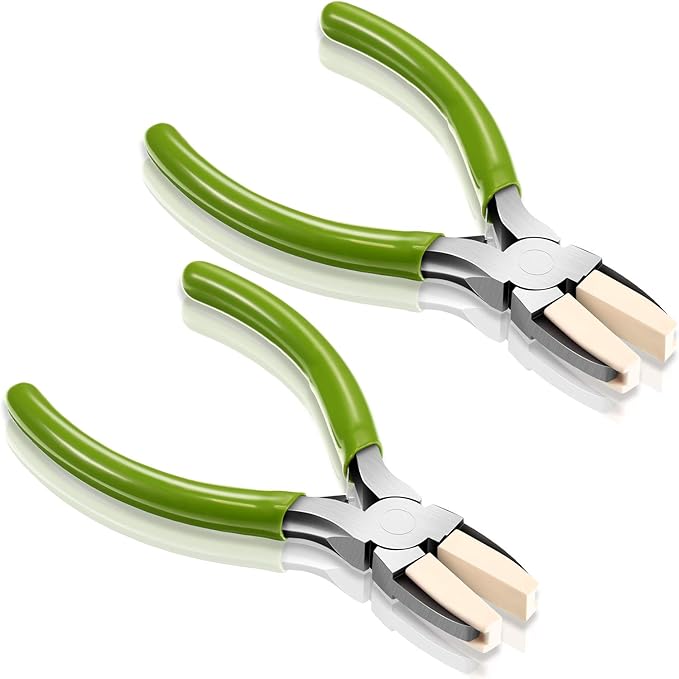 2 Packs Nylon Nose Pliers Double Nylon Pliers Carbon Steel Jewelry DIY Tools for Beading Looping Shaping Wire Jewelry Making and Other Crafts, 5.3 Inch