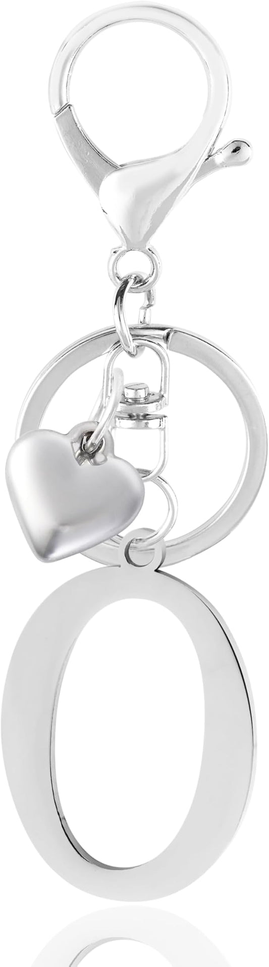 A-Z Heart Initial Letter Keychain, Stainless Steel Alphabet Charm for Handbags, Gift for Women and Girls