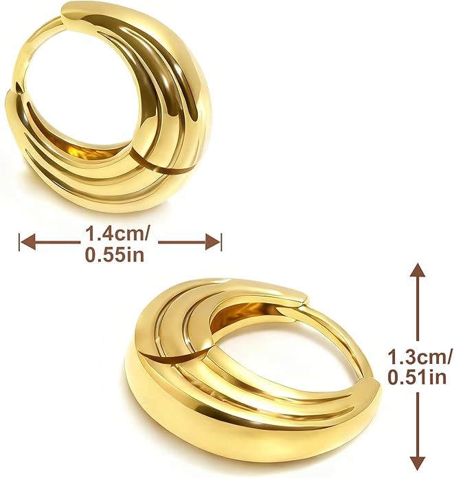 Gold Earrings for Women Trendy, Chunky Gold Huggie Stud Hoop Hypoallergenic Earrings, Jewelry Gifts for Best Friend