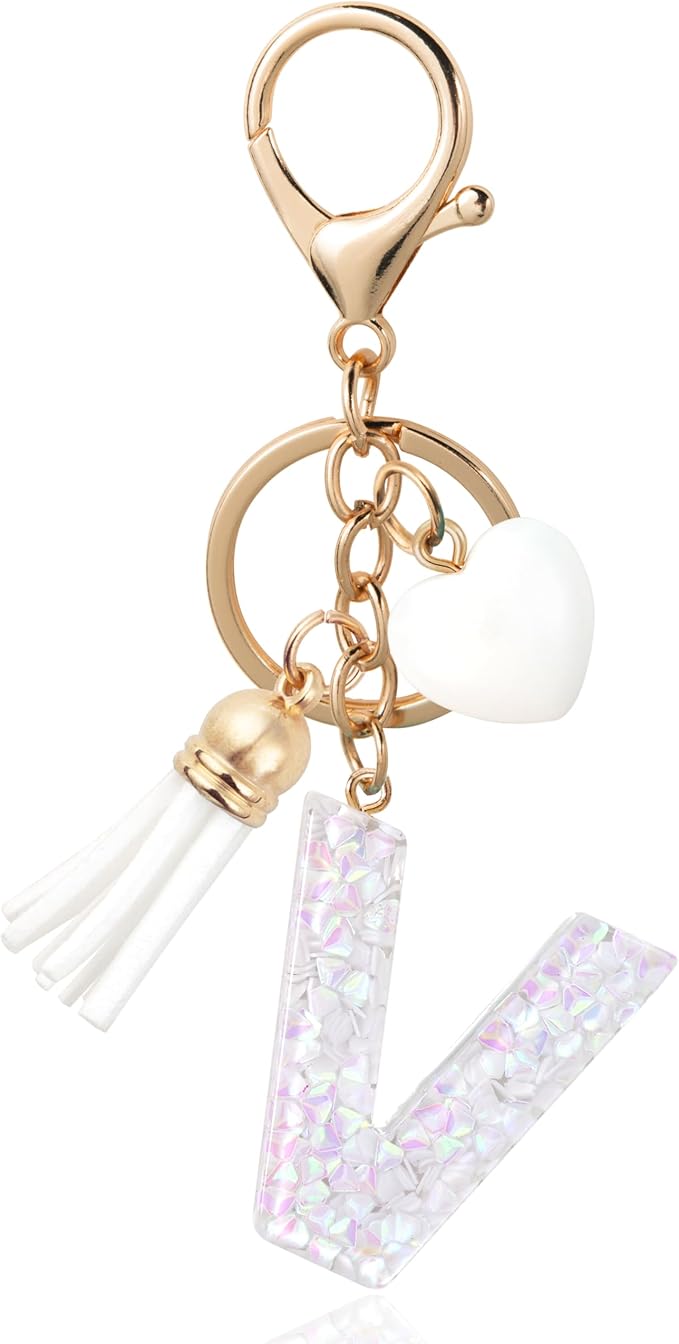 Alphabet Initial Letter Keychain Cute Heart Resin - Letter Keychain for Backpack Charms - Initial Keychains for Women