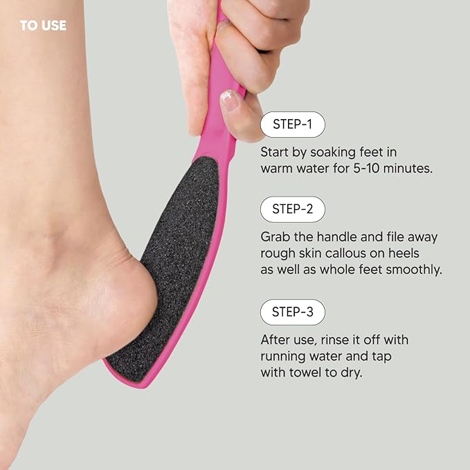 F3 Systems, Wide Emery Foot File(Hot Pink), Double-Sided Pedicure Tool, Colossal Professional Foot File for Men & Women, Effective for Cracked Heel, Callus Remover, Foot Scrubber