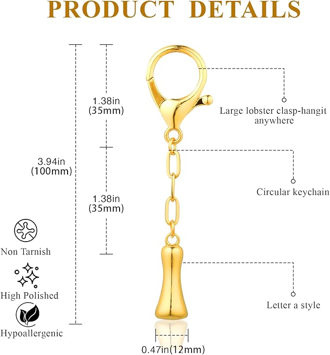 VICKHU Gold Plated Bubble Initial Letter Cute Keychain for Women Car Key Purse Decorative Keyring Handbag Charms Fashion