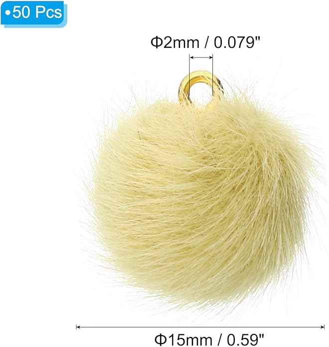 PATIKIL 50pcs Pom Poms Charm, Pompoms Charm Craft Pom Poms Pendants Balls Small Fluffy Tassel Bulk for Crafts Jewelry Making