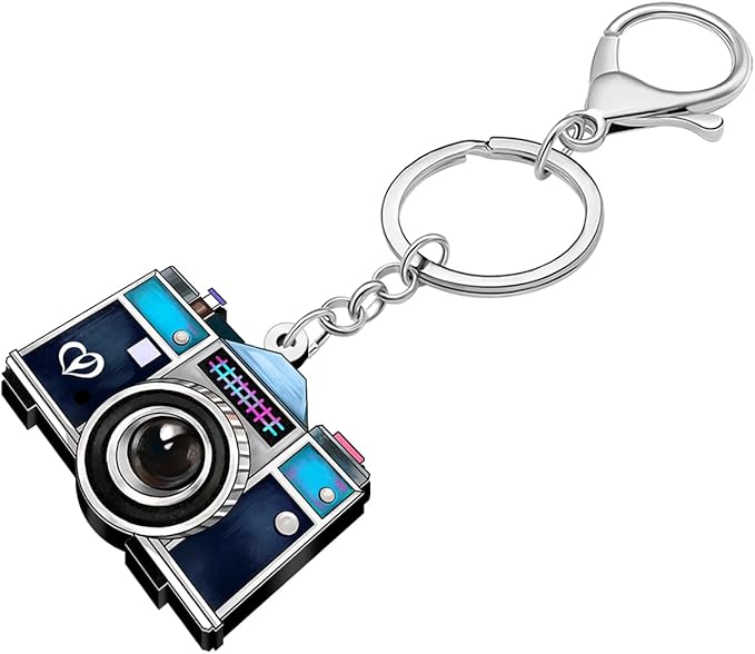 Acrylic Camera Keychain 70s 80s Accessories Nostalgia Photography Gifts for Photographer Women Girls Kids Purse Charms