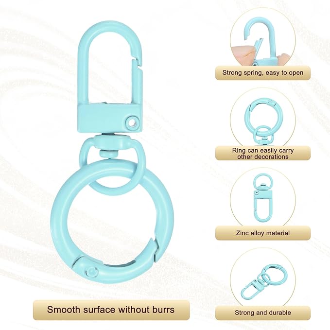 30-Pack Lobster Claw Clasp, Zinc Alloy Swivel Trigger Snaps Spring Clasps Hooks for Keychain Buckle/Lanyard/Straps/Purse, Spring Clasps Clips [Light Blue]