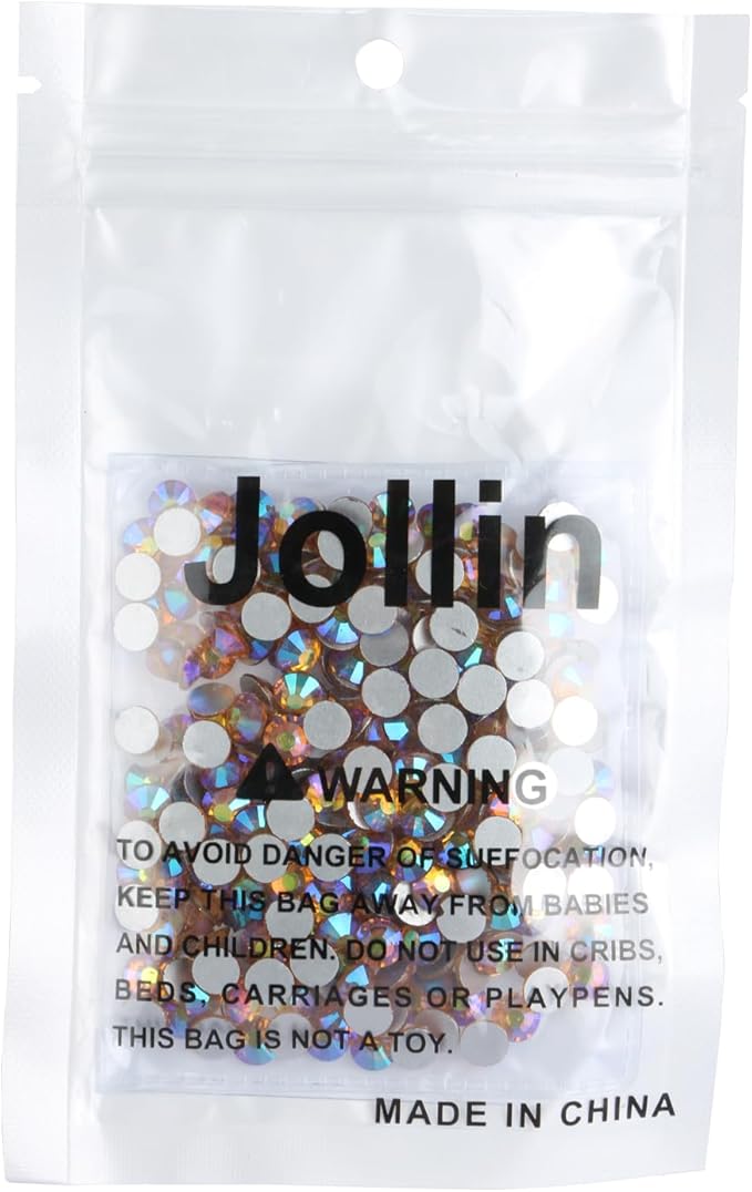 Jollin Glue Fix Crystal Flatback Rhinestones Glass Diamantes Gems for Nail Art Crafts Decorations Clothes Shoes(ss30 288pcs, Topaz AB)