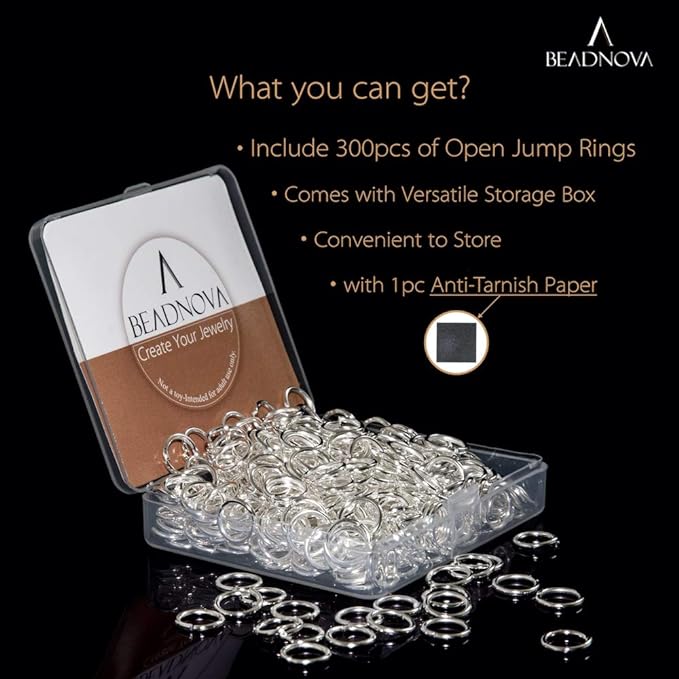 BEADNOVA 10mm Jump Rings Silver Jewelry Jump Rings for Jewelry Making Accessories Findings for Keychains (300Pcs)