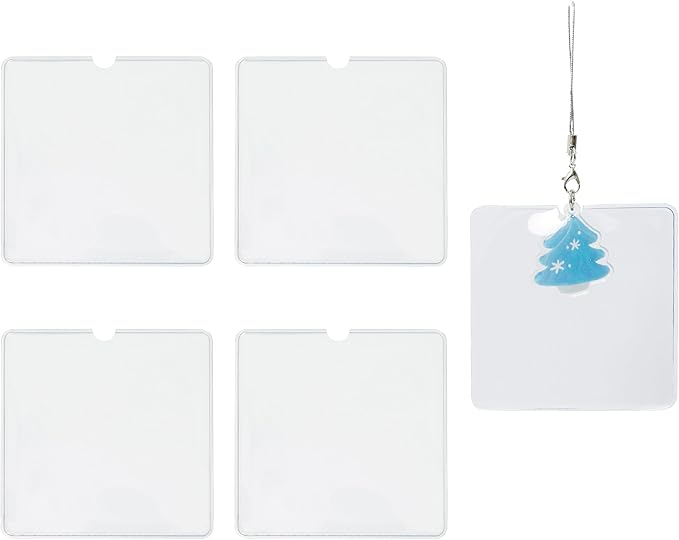 5pcs 2.95in×2.95in Acrylic Keychain Bags Clear Plastic Clear PVC Transparent Scratch Prevention