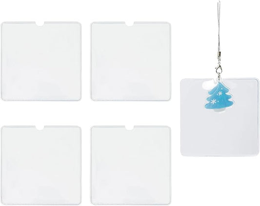 5pcs 2.95in×2.95in Acrylic Keychain Bags Clear Plastic Clear PVC Transparent Scratch Prevention