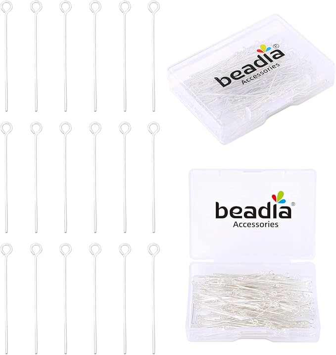 Silver Plated Open Eye Pins Non Tarnish 40mm 150pcs for Jewelry Making Findings