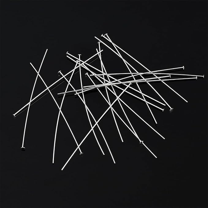925 Sterling Silver Flat Head Pins 0.5x50mm 20pcs for Jewelry Making Findings