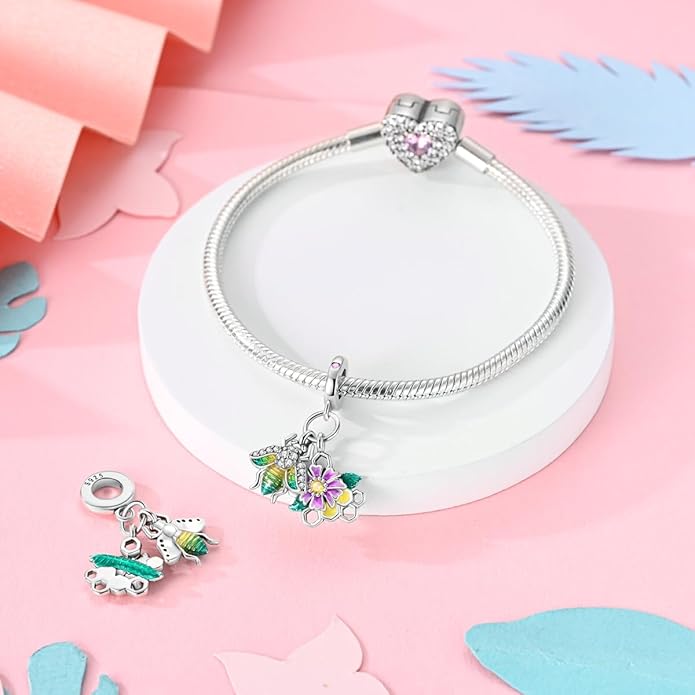 NARMO Charms for Bracelets 925 Sterling Silver Star Dangle Charms Car Keys Lipstick Dangle Charm Beads for Women Bracelets Necklace