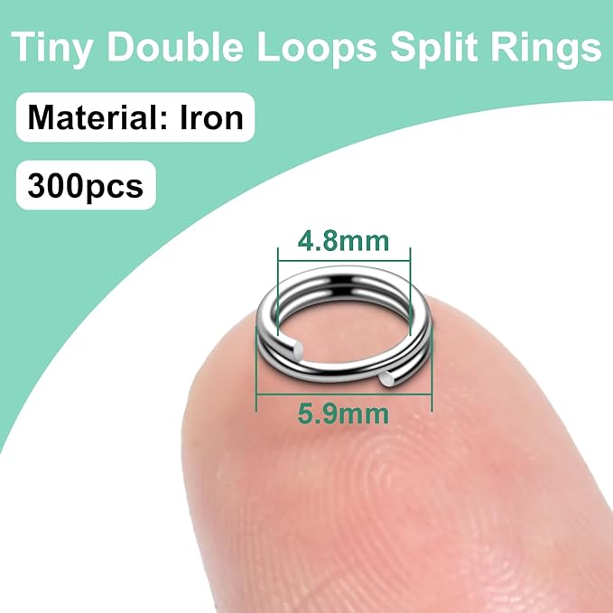 6mm 300 PCS Silver Tiny Split Ring for Jewelry Making, Double Loops Split Jump Rings Necklaces Bracelets Earrings Metal Mini Key Rings DIY Craft Hardware