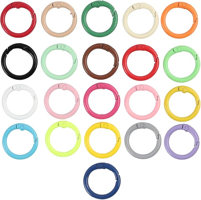 50PC Spring O Rings Set, Colorful Round Metal Carabiner Clips for Keychains, Handbags & Purses, Durable Snap Keyring & Backpack Clips, Versatile Organizer for Keys & Accessories