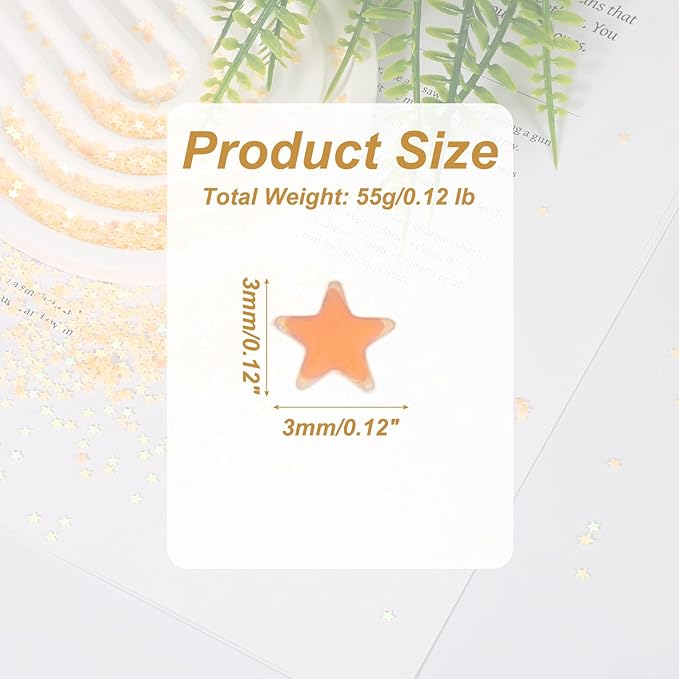 uxcell 1.94oz(55g) Star Glitter Confetti, 3mm Art Craft Glitter Holographic Sequins Table Confetti Laser Sequins for Crafts DIY Nail and Party Wedding Festival Decoration, Champagne
