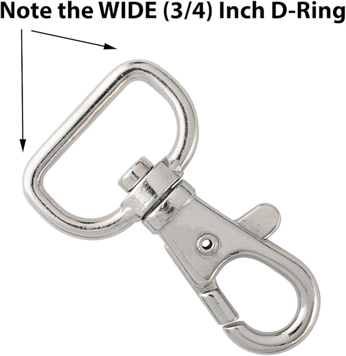 Bulk 1000 Pack - Premium Metal Lobster Claw Clasps - Wide 3/4 Inch D Ring - 360° Swivel Trigger Snap Hooks - Great for Face Mask Lanyards, Keychain Clasps - Swivel Hooks for Purses by Specialist ID