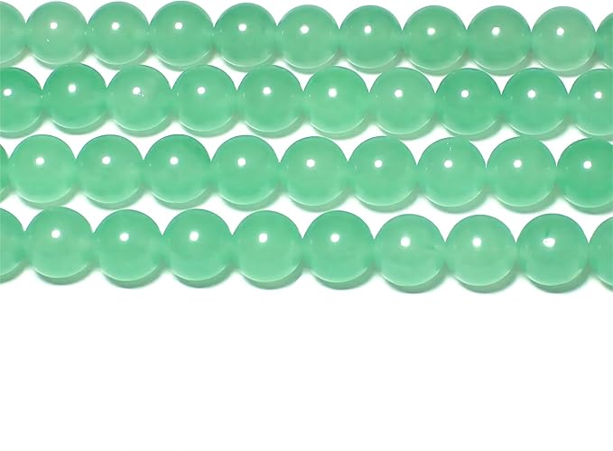 MJDCB Stone Beads 10mm 35pcs Round Mint Green Jade Loose Gemstone Bead Charms for Jewelry Making Bracelet Necklace Earring Pendant