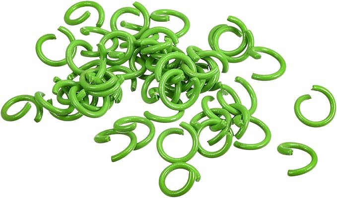 uxcell Open Jump Rings, 8mm Colorful O-Ring Connectors for DIY Crafts Jewelry Making, Carbon Steel, Green, 100Pcs