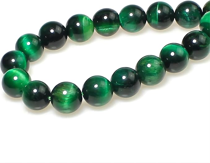 MJDCB Stone Beads 6mm 60pcs Round Green Tiger's Eye Loose Gemstone Bead Charms for Jewelry Making Bracelet Necklace Earring Pendant