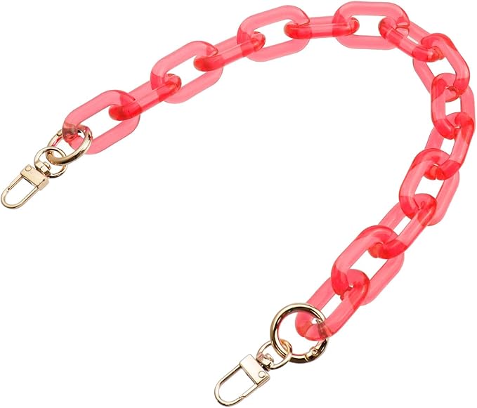 Purse Strap Bag Chain 17 Inch Resin Shoulder Strap Handbag Decoration Chain Bag Charms Accessories, Clear Red