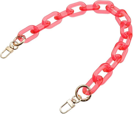 Purse Strap Bag Chain 17 Inch Resin Shoulder Strap Handbag Decoration Chain Bag Charms Accessories, Clear Red