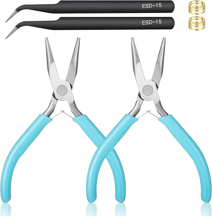 4Pcs Jewelry Pliers Set, Needle Nose, Chain Nose, Round, Bent Pliers, Wire Cutter for Jewelry Making, Repair, Wire Wrapping, DIY Crafts
