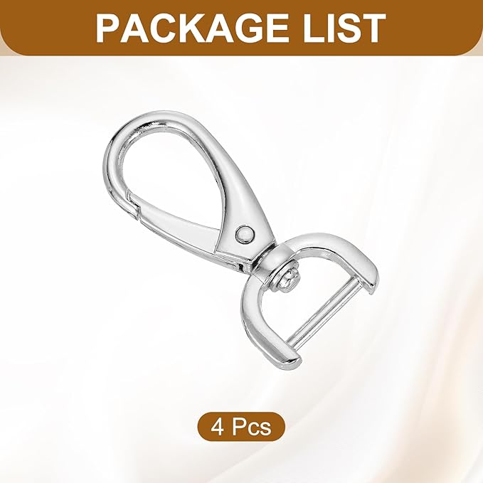 HARFINGTON 4pcs Detachable Snap Hook Swivel Clasp 5/8" (16mm) Zinc Alloy Lobster Claw Clasp for Keychain Lanyard Purse DIY Purse Strap, White