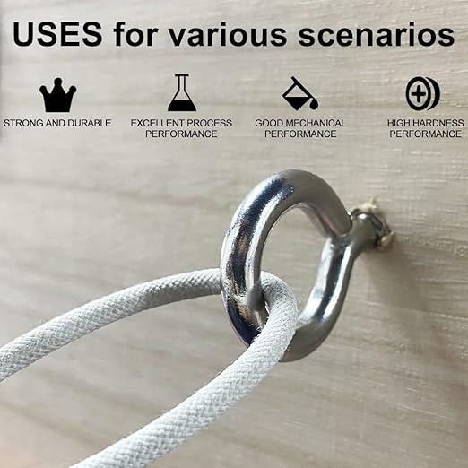 ACCZIO 8 Pack 304 Stainless Steel Eye Screws,2.5 Inch M6 Heavy Duty Eye Hooks Screw, Eye Bolts Screw in Eye Hooks for Wood, Eye Bolts for Secure Cable Wires, Indoor & Outdoor Use