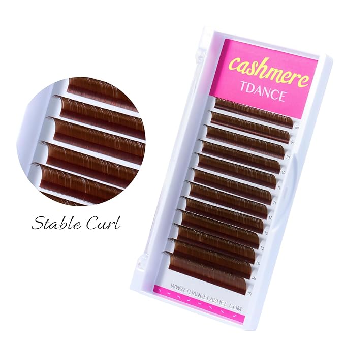 TDANCE Dark Brown Lash Extensions Colored Lash Extensions Classic Lash Extension 0.07mm C/D Curl Premium Silk Individual Lashes Salon Use (Dark Brown,C-0.07,8-15mm)