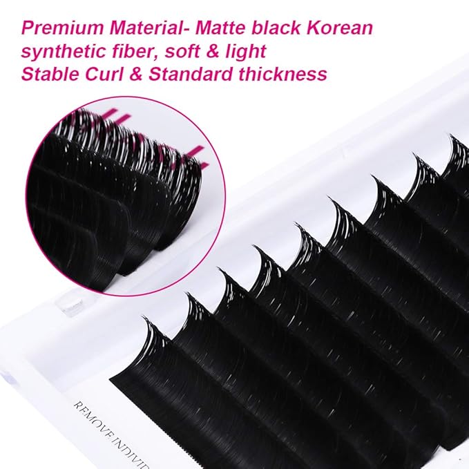 FADLASH Easy Fan Volume Lashes Multi Length Self Fanning Eyelash Extensions Automatic Rapid Blooming Lash .03 .05 .07 Avaliable (0.07-C-Camellia 10 11 12mm)