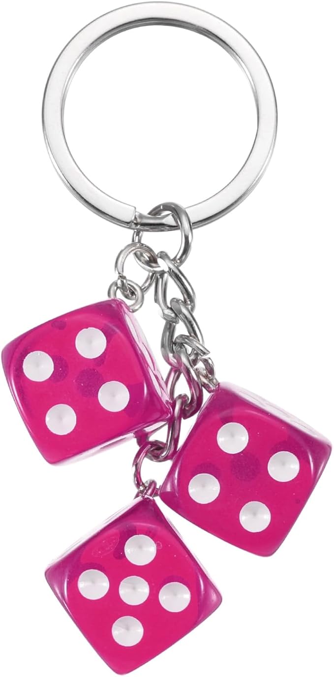 PATIKIL Lucky Dice Keychain Charm, Resin 3D Cube Square Mini Dice Keyrings with 3 Pendants for Bag