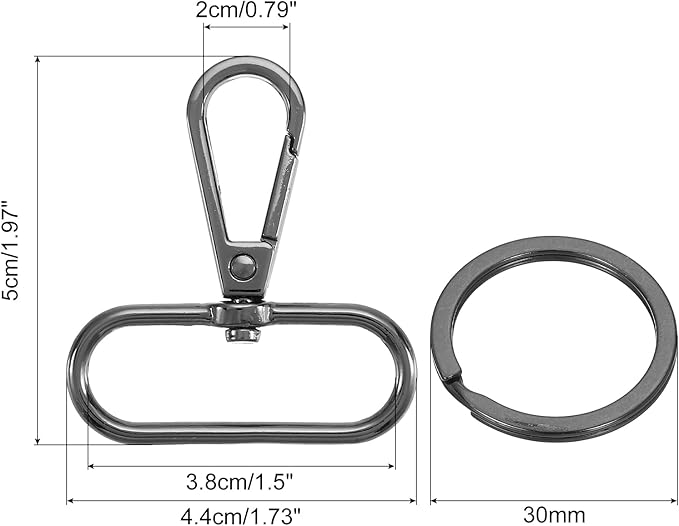 uxcell 12 Pcs Swivel Clasp Hook, 1.5" Purse Snap Clasps Detachable for Bag, Grey