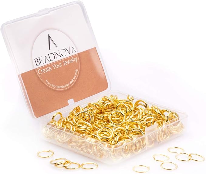 BEADNOVA 10mm Jump Rings Gold Jewelry Jump Rings for Jewelry Making Earrings Accessories for Keychains (300Pcs)