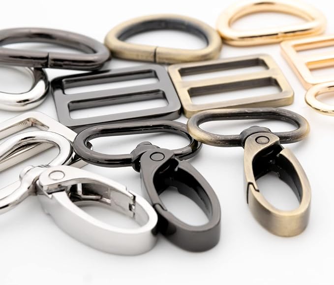 Oval Ring Swivel Lobster Claw Clasps, 5 Set Keychain Clasp Oval Ring Swivel Snap Hooks for Strap Bag Purse Landyard Craft (3/4",Brushed Brass)