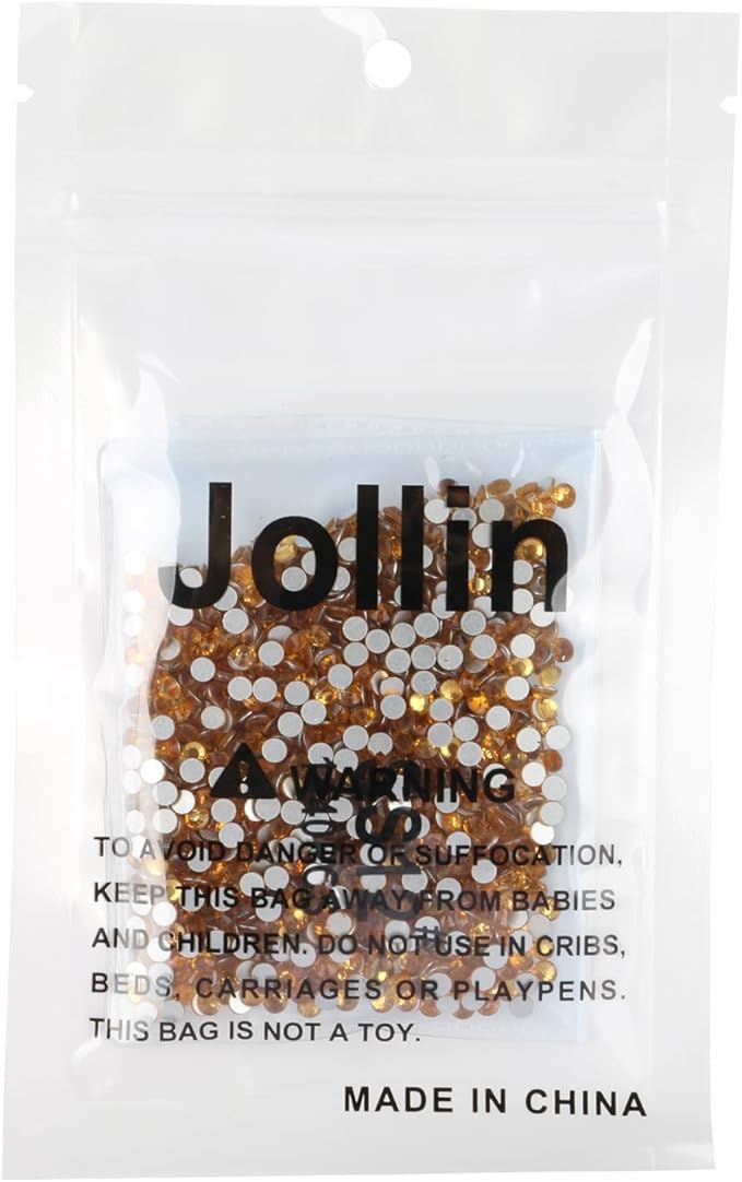 Jollin Glue Fix Flatback Rhinestones Glass Diamantes Gems for Nail Art Crafts Decorations Clothes Shoes(ss12 1440pcs,Topaz)