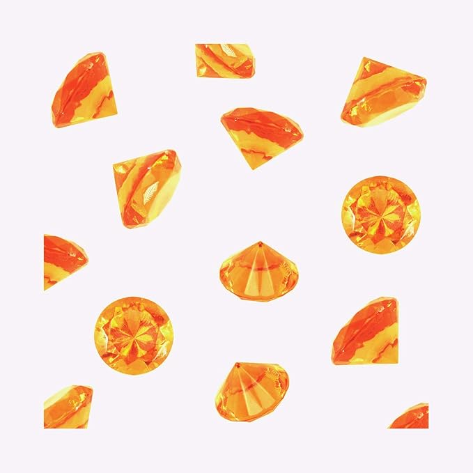 WELMATCH Orange Acrylic Diamond Vase Fillers 1 Pound - 240 pcs 3/4 Inch Wedding Party Event Banquet Birthday Decoration Crystals Gem Table Scatters (Orange, 240 pcs)