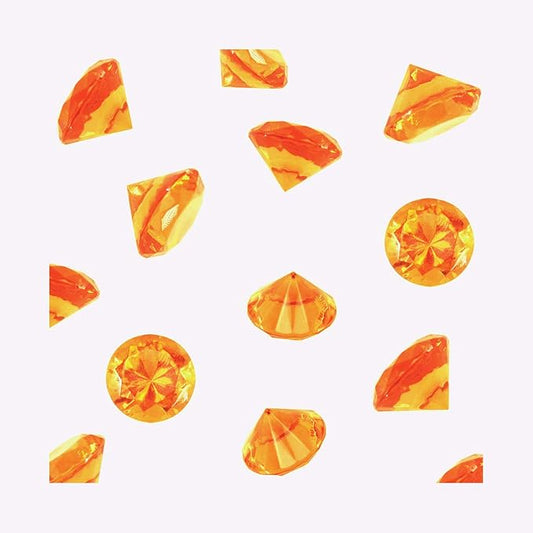 WELMATCH Orange Acrylic Diamond Vase Fillers 1 Pound - 240 pcs 3/4 Inch Wedding Party Event Banquet Birthday Decoration Crystals Gem Table Scatters (Orange, 240 pcs)