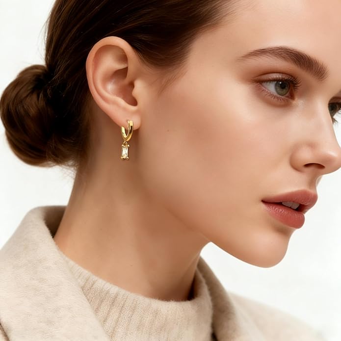 Gold Earrings for Women Trendy, Chunky Gold Huggie Stud Hoop Hypoallergenic Earrings, Jewelry Gifts for Best Friend