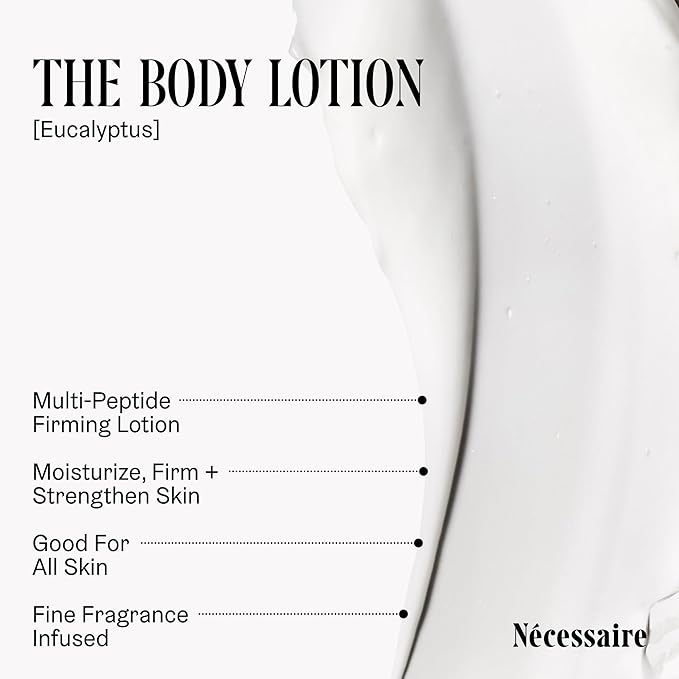 Nécessaire The Body Lotion Eucalyptus – Multi-Peptide - Firming Body Lotion for Women + Men. 2.5% Niacinamide. Non-Comedogenic Lotion for Sensitive Skin – 450ml/15.2 fl oz