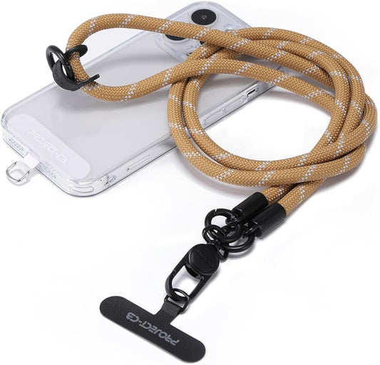project-cb Phone Lanyard×1,Phone Tether Tab×2,Cell Phone Lanyards for Around the Neck,Rope Lanyard,Universal Adjustable Phone Strap Crossbody,Cell Phone Chain(Khaki)