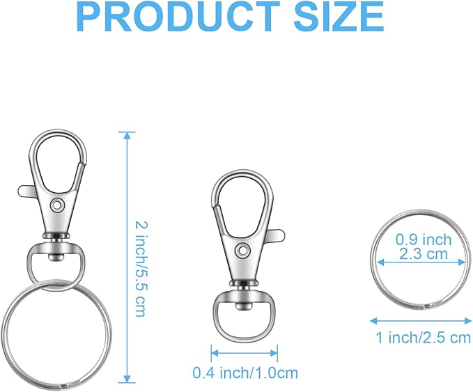 100PCS Keychain Hooks with Key Rings.. Metal Swivel Lobster Claw Clasps, for Keychain Clip Lanyard, Jewelry Making, Crafts