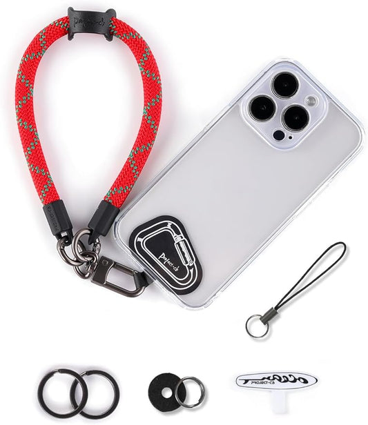 project-cb Hand Wrist Phone Strap,Phone Lanyard Patch ×2,Cell Phone Case Holder,Wristlet Strap for Key,AirPods,Camera (Holiday Red, 15.7inch)