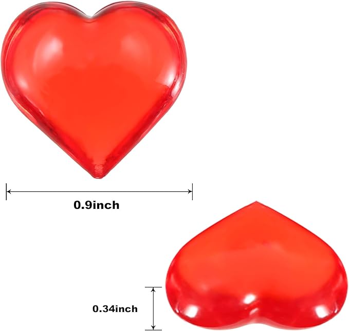 Tatuo 160 Pieces Acrylic Heart Decoration Valentine's Day Heart Ornaments for Vase Fillers and Table Scatter, 0.9 Inch (Red)
