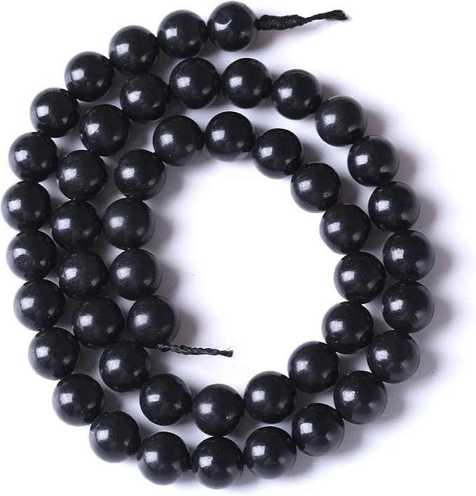 120PCS 6MM Natural Stone Shungite Beads Crystal Loose Beads for Jewelry Making DIY Bracelet