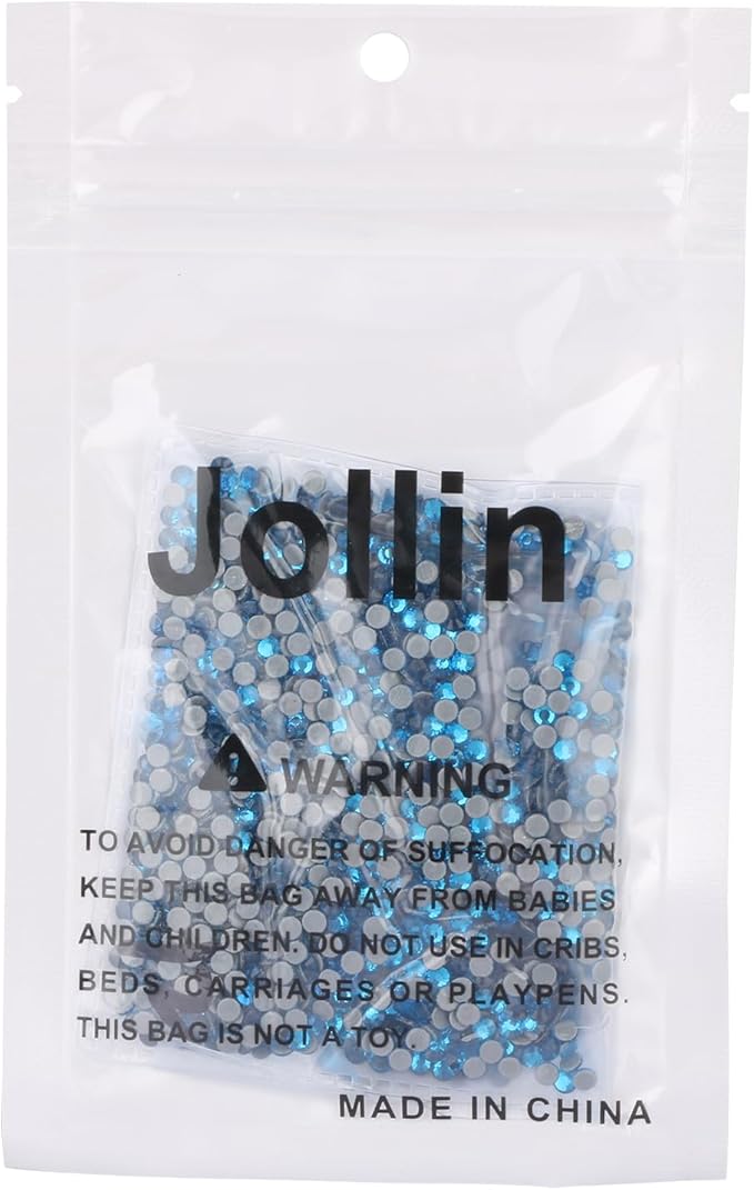 Jollin Hot Fix Crystal Flatback Rhinestones Glass Diamantes Gems 3.2mm(12ss 1440pcs, Capri Blue)
