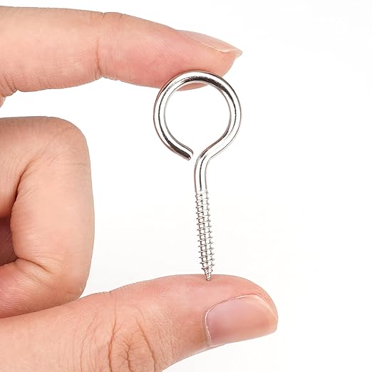 Aovchei Eye Screws, 30Pcs 1.57 Inch Long, 304 Stainless Steel Screw Hooks, Rust-Resistant Self Tapping Eyelet Bolts for Wood, Securing Cables Wires, Indoor & Outdoor for Hanging Artwork