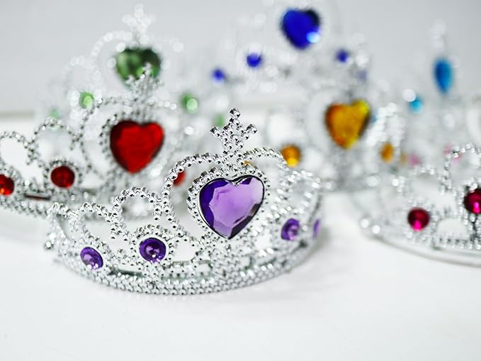 S & E TEACHER'S EDITION 16 Pcs Tiaras Crown Set, Princess Dress Up Costume Birthday Party Favors Accessories Kid Birthday