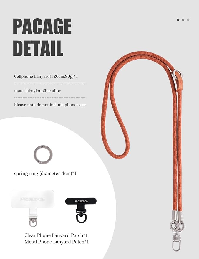 project-cb Phone Lanyard×1,Phone Tether Tab×2, Crossbody Cell Phone Lanyard,Rope Lanyard,Universal Adjustable Phone Strap (Brown-S)